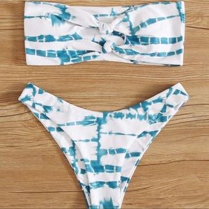 Tie Dye Knot Bandeau Bikini Top & Bottom